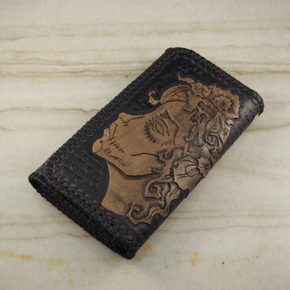 BLACK SUGAR SKULL CUSTOM LEATHER WALLET